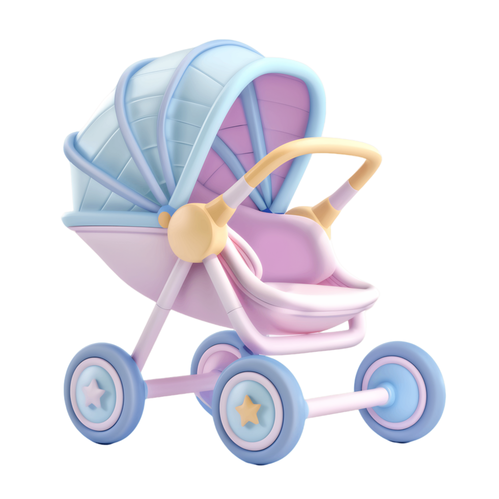 Baby stroller 3D render isolated clear png