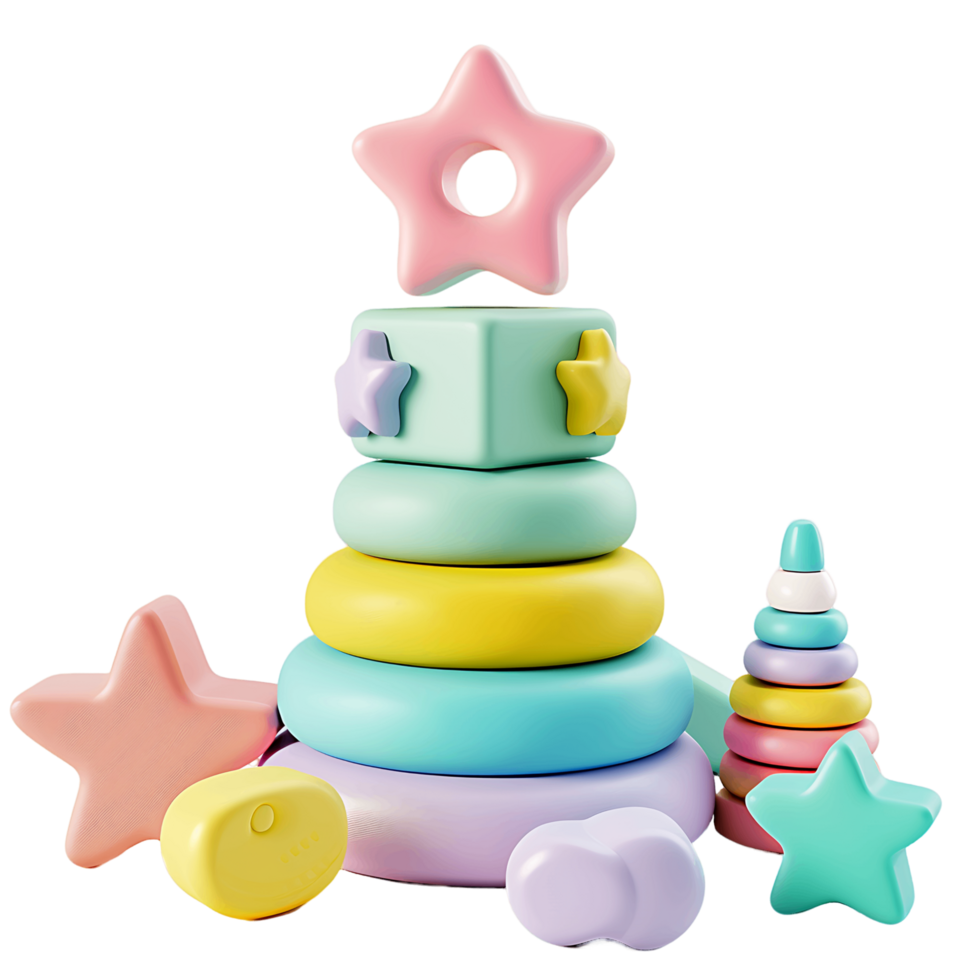 3D render of baby toy transparent background png