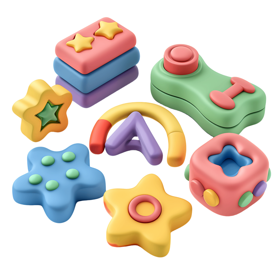 Transparent baby toy 3D rendering png