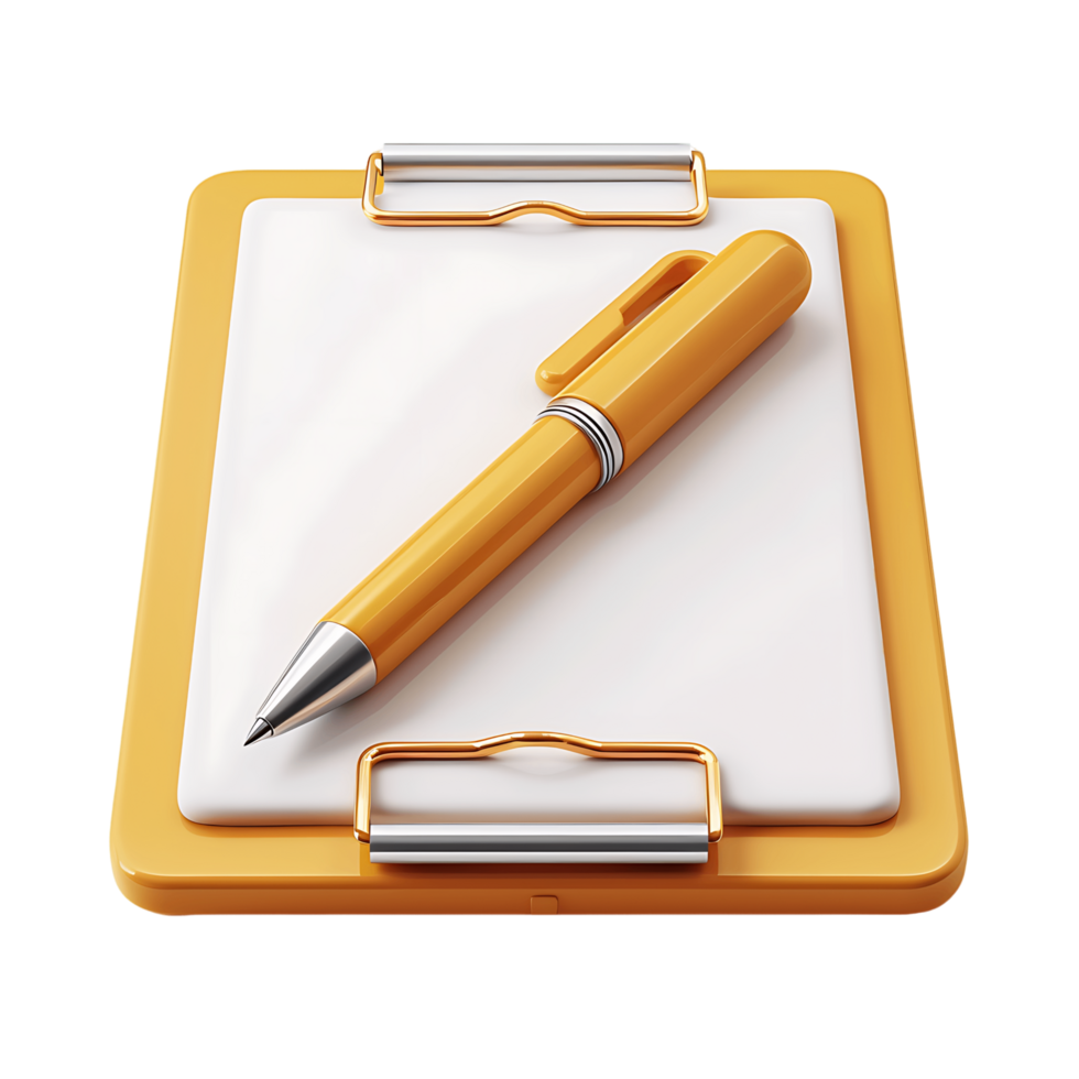 Isolated 3D Clipboard Icon for Business on White Background png