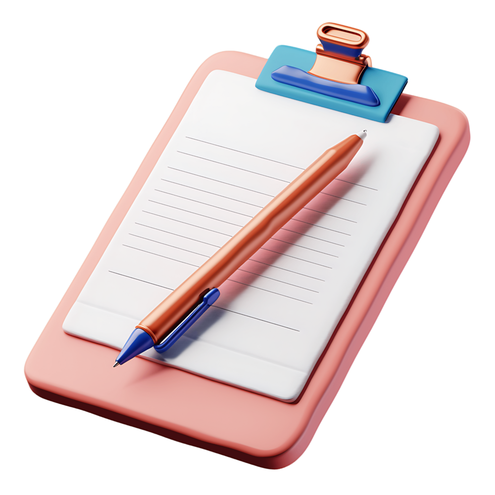 Business Clipboard 3D Icon on White Background Isolation png
