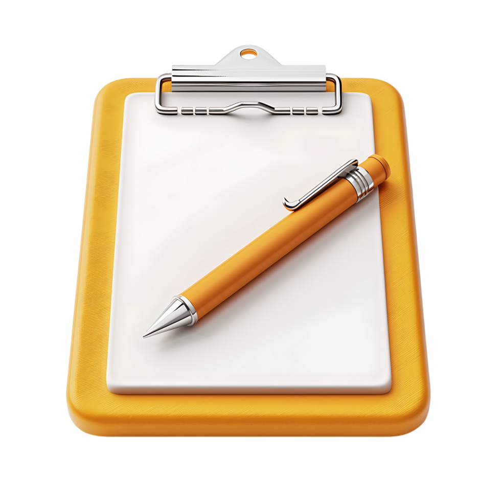 White Background Isolated Business Clipboard 3D Icon png