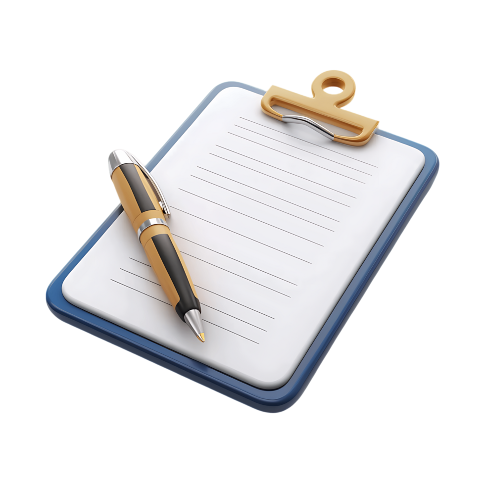3D Clipboard Icon for Business Isolated on Clean Background png
