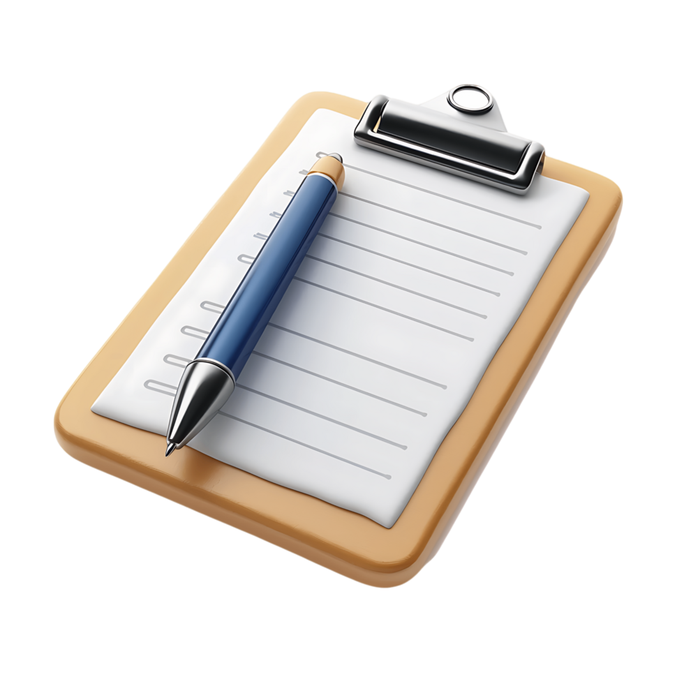 Business Clipboard 3D Icon Isolated on Plain White Background png