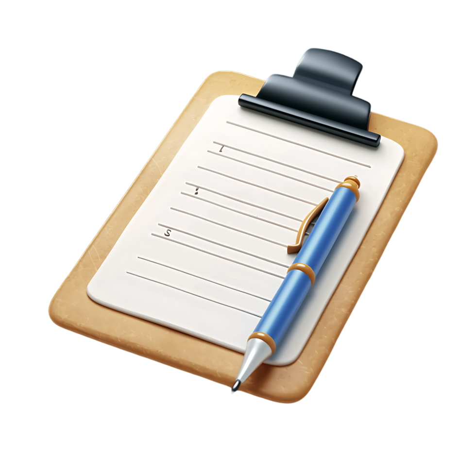 White Background Isolated 3D Icon of Business Clipboard png