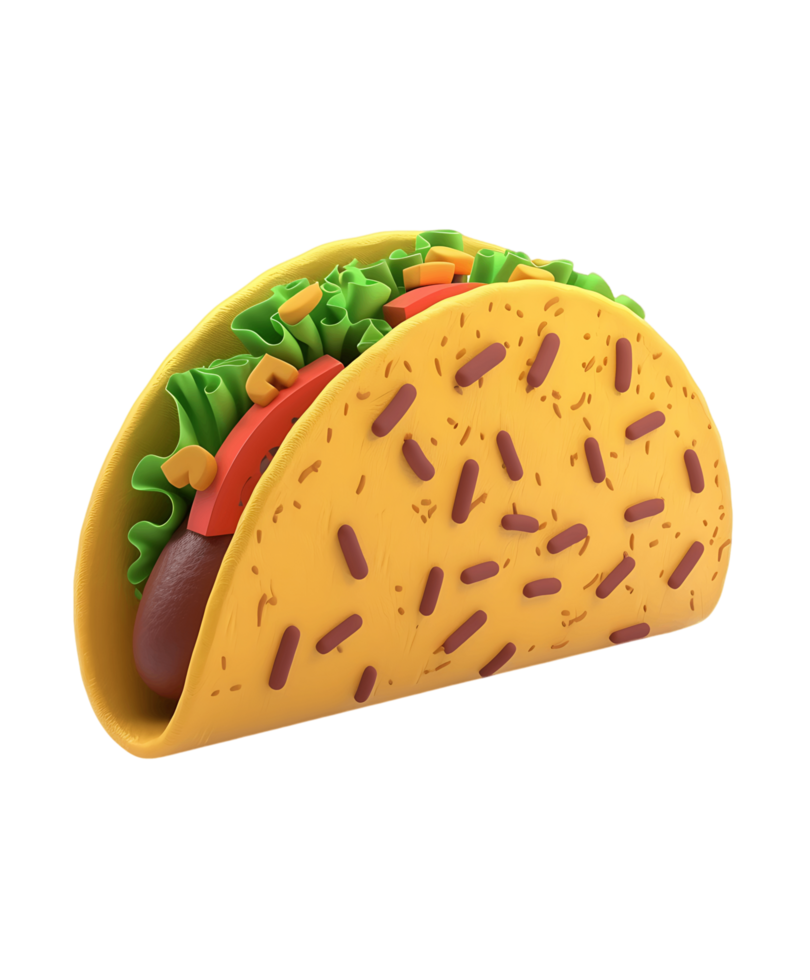 3D render tacos icon transparent background png