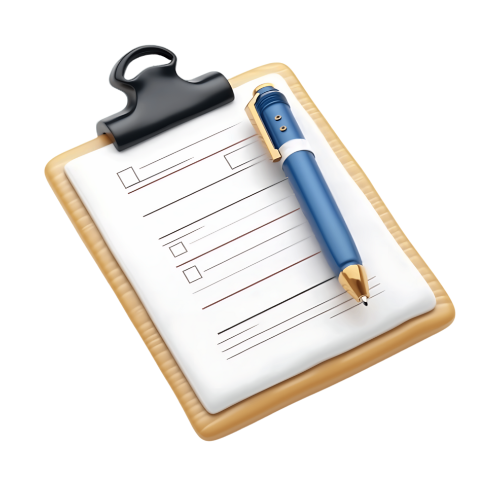 Business Clipboard 3D Icon Isolated on Clear Background png