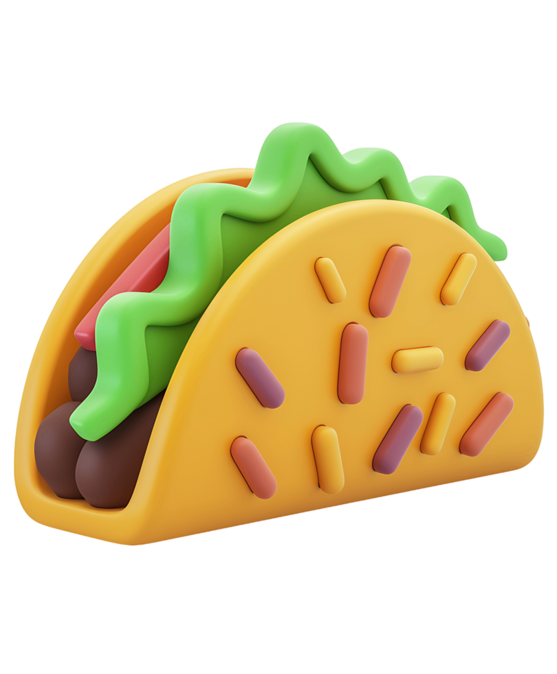 Tacos 3D icon isolated on clear png