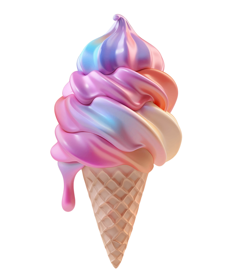 Rendered ice cream icon 3D transparent png