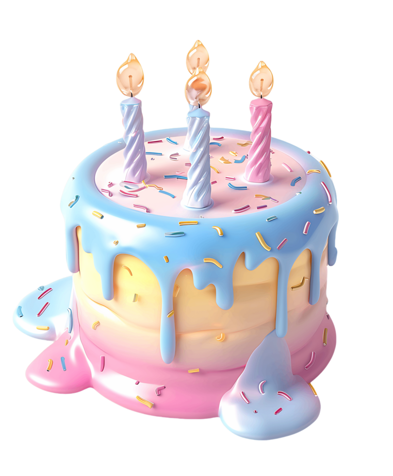Birthday cake icon 3D render isolated png