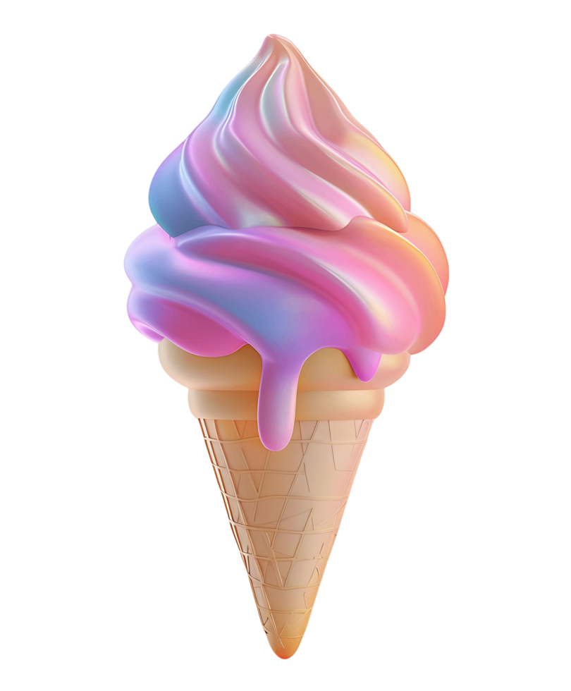 3D ice cream icon isolated transparent background png