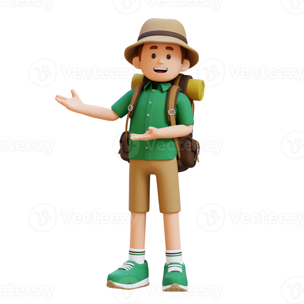 3D Traveller Character Presenting to the Right Pose png