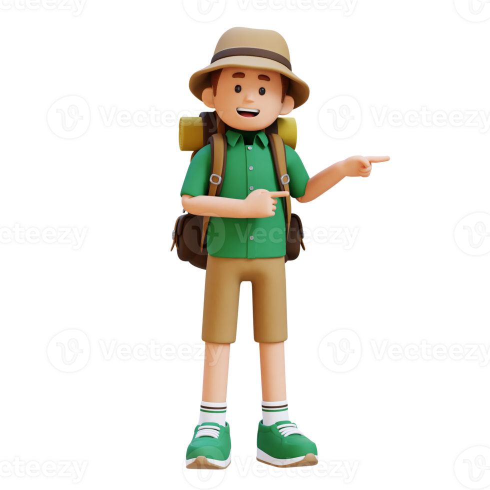 3D Traveller Character Pointing to the Left Pose png