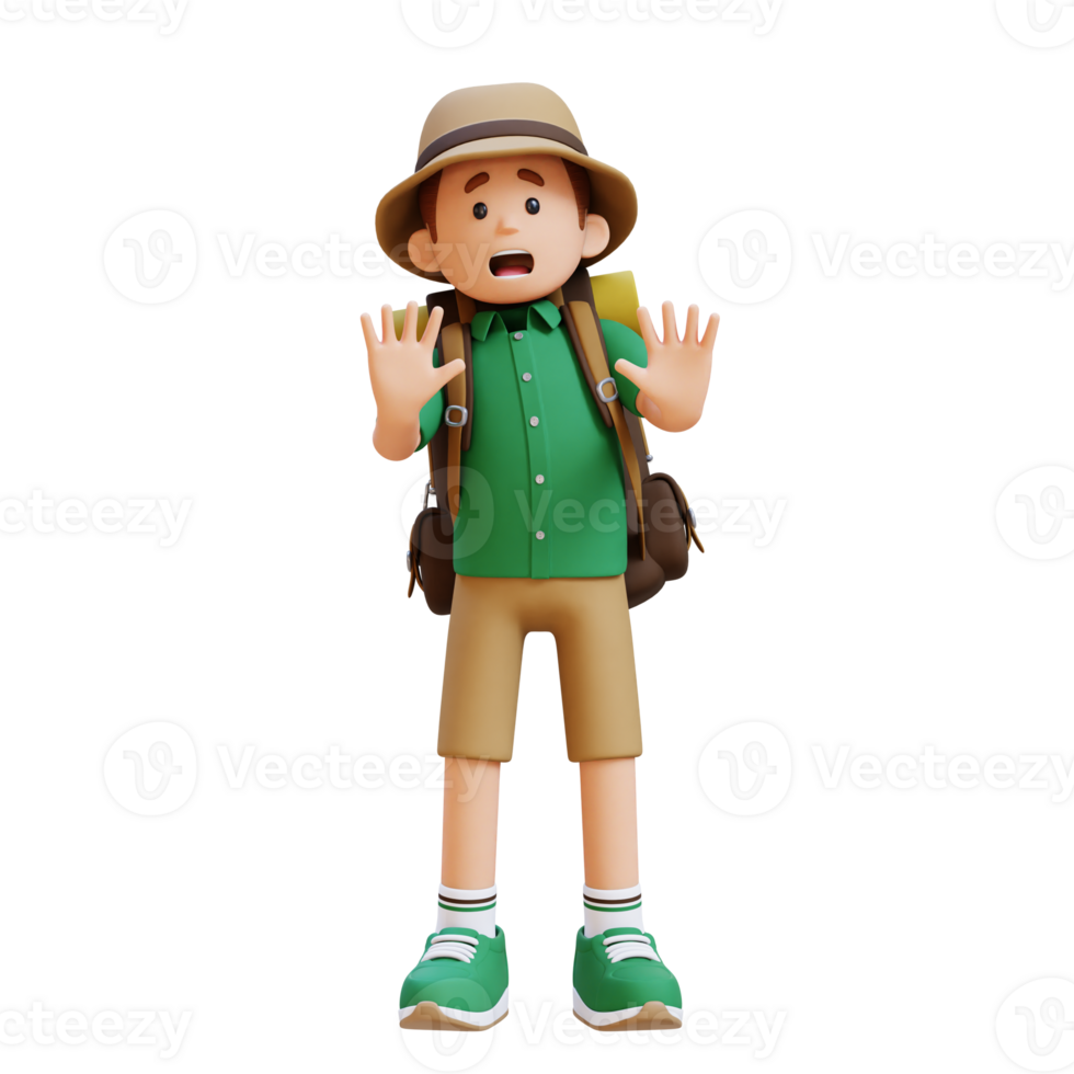 3D Traveller Character Fear and Denial Poses png