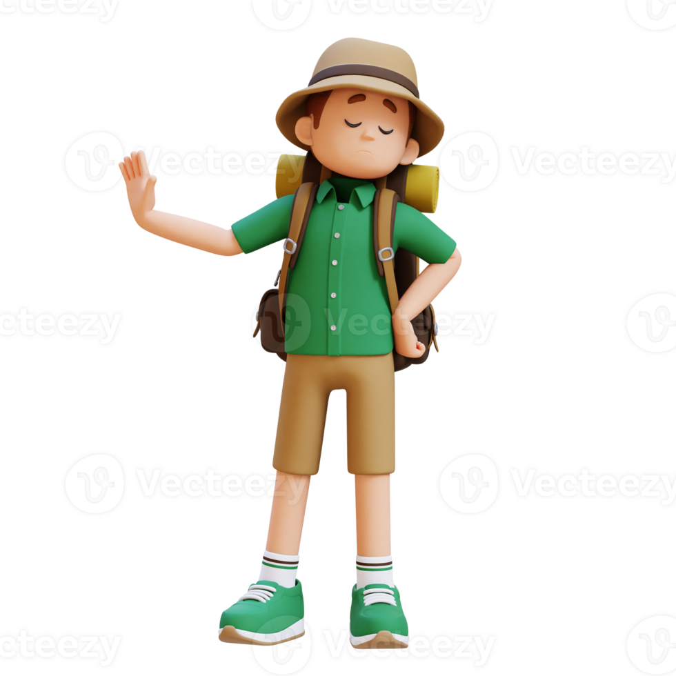 3D Traveller Character in Stop Refusal Pose png