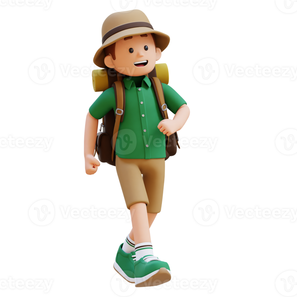 3D Traveller Character Walking with Confident png