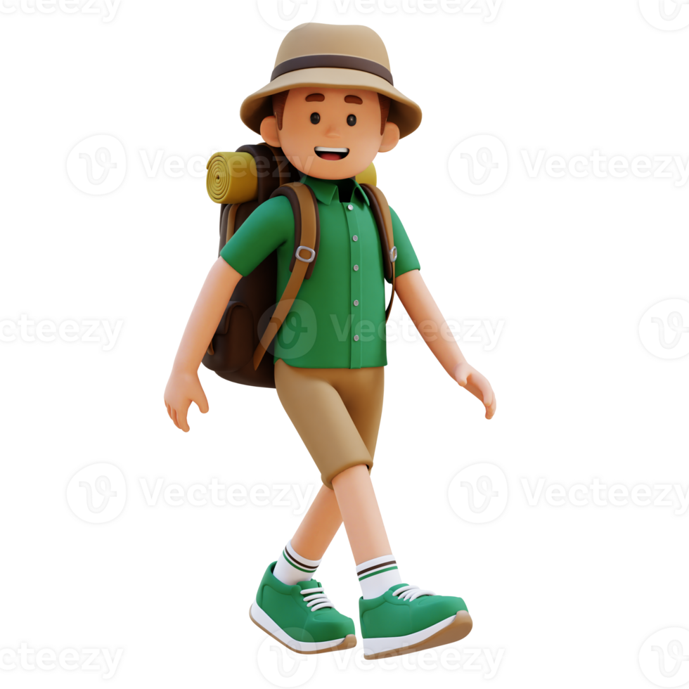 3D Traveller Character Walking Pose png