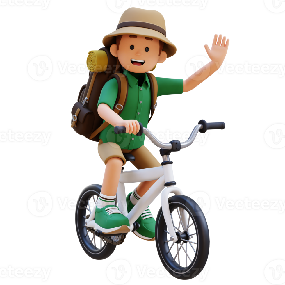 3D Traveller Character Riding Bicycle png