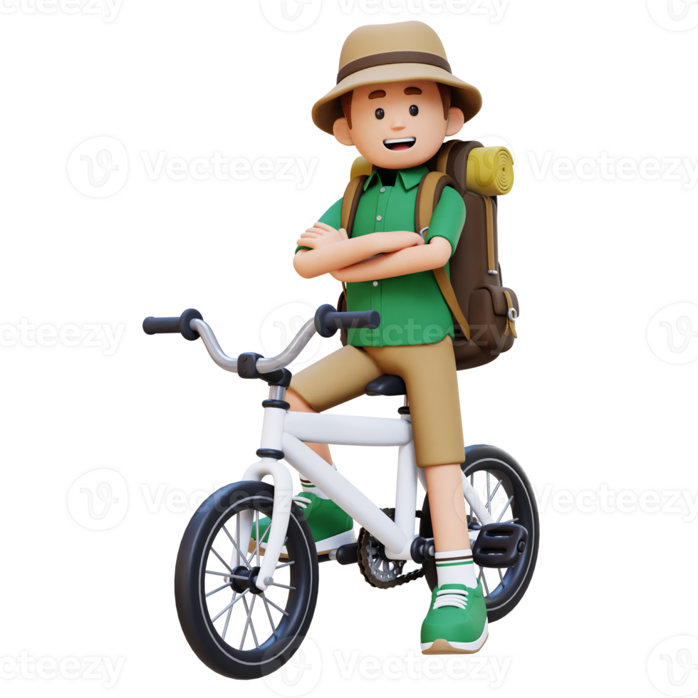 3D Traveller Character Riding Bicycle png