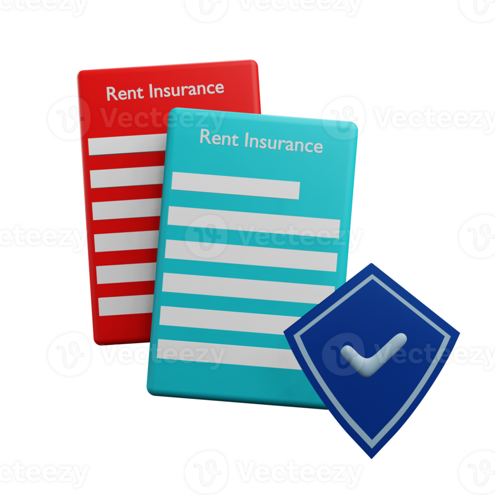 3 D illustration of rent insurance icon png