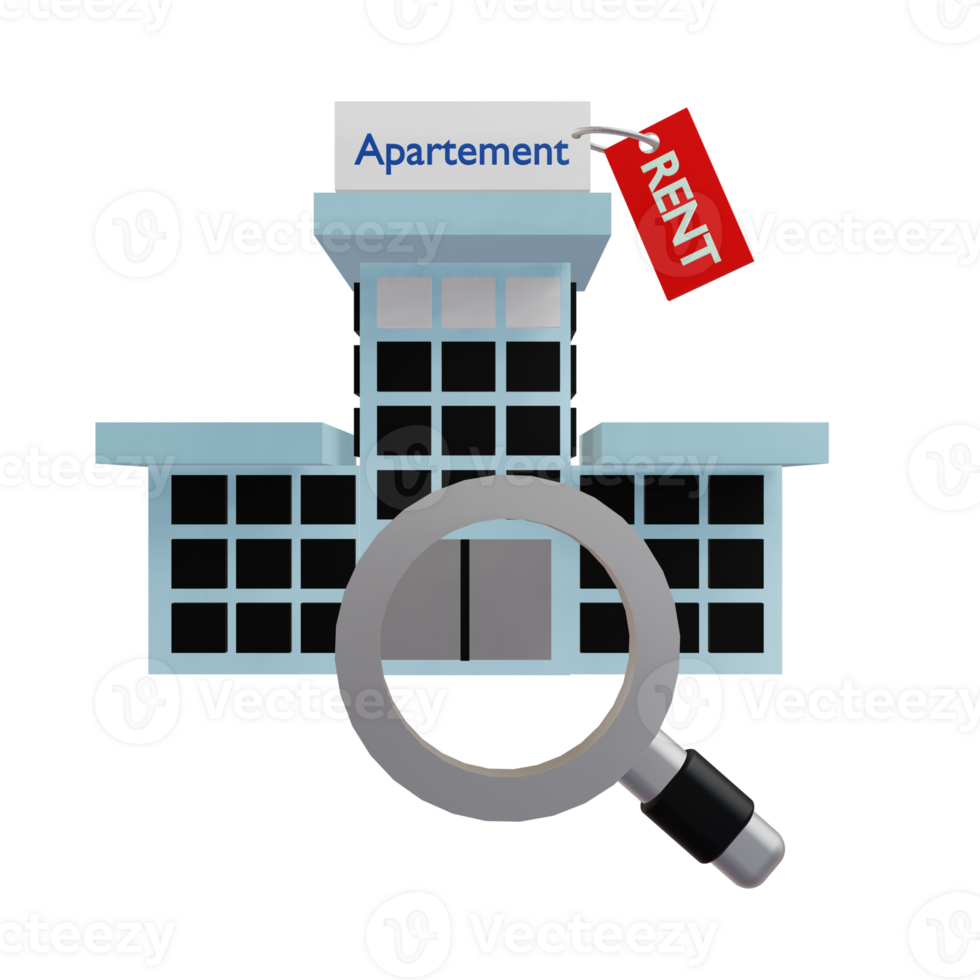 3 D illustration of searching property icon png