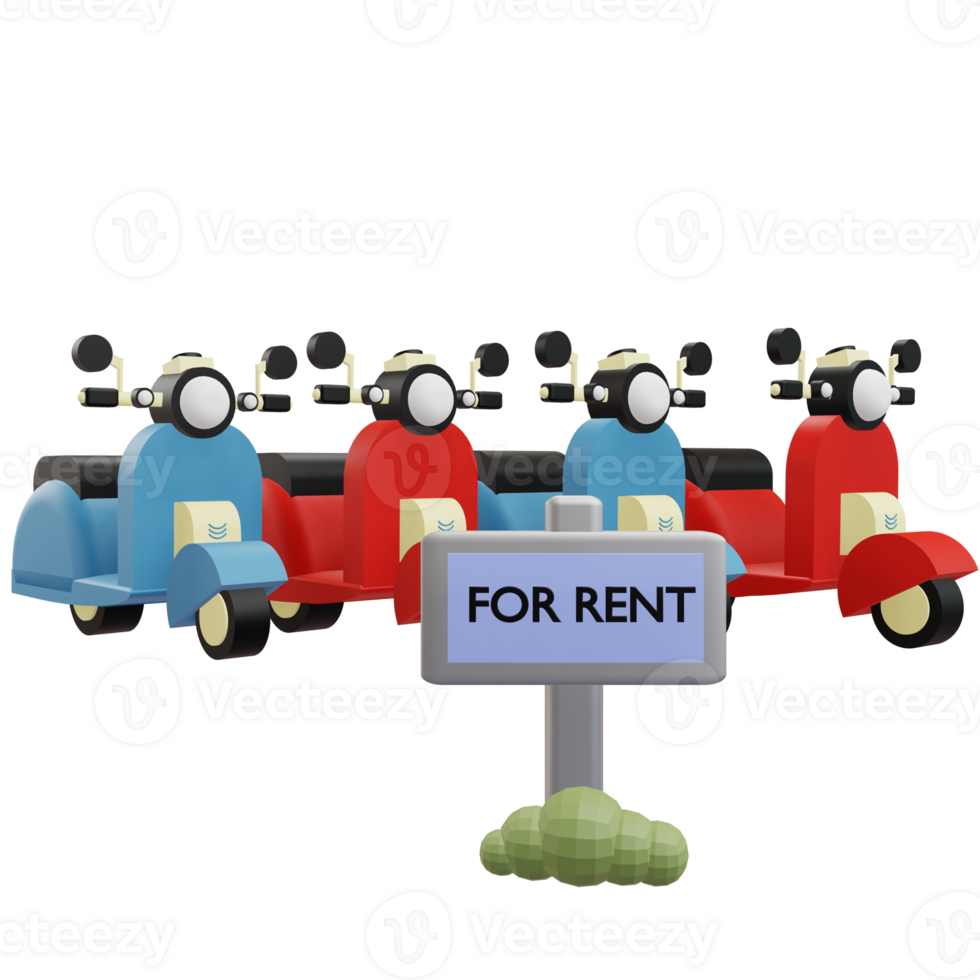 3 D illustration of rent motorcycles icon png