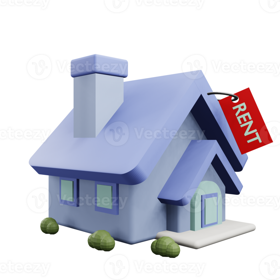 3 D illustration of house for rent icon png
