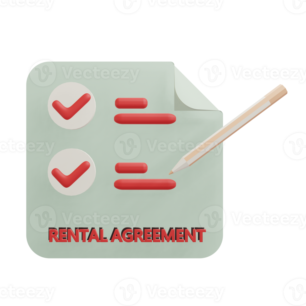 3 D illustration of rent car aggrement icon png
