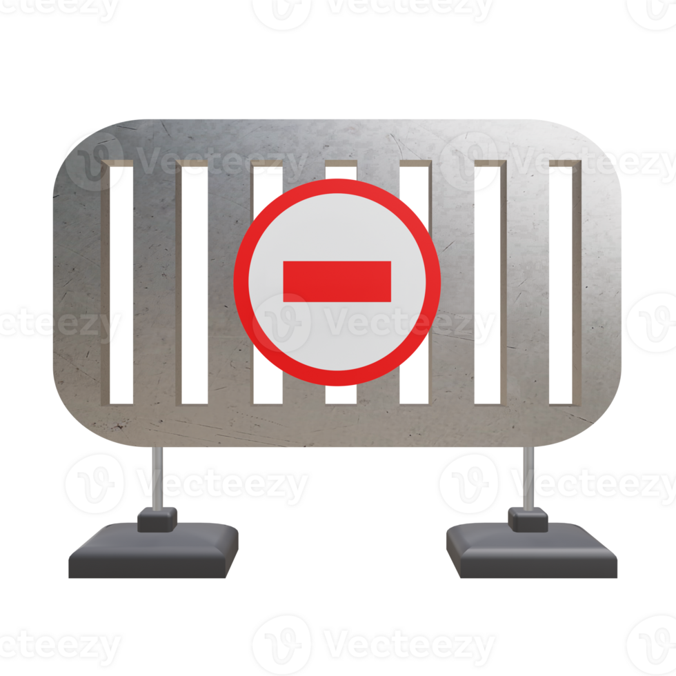3 D illustration of road barrier icon png