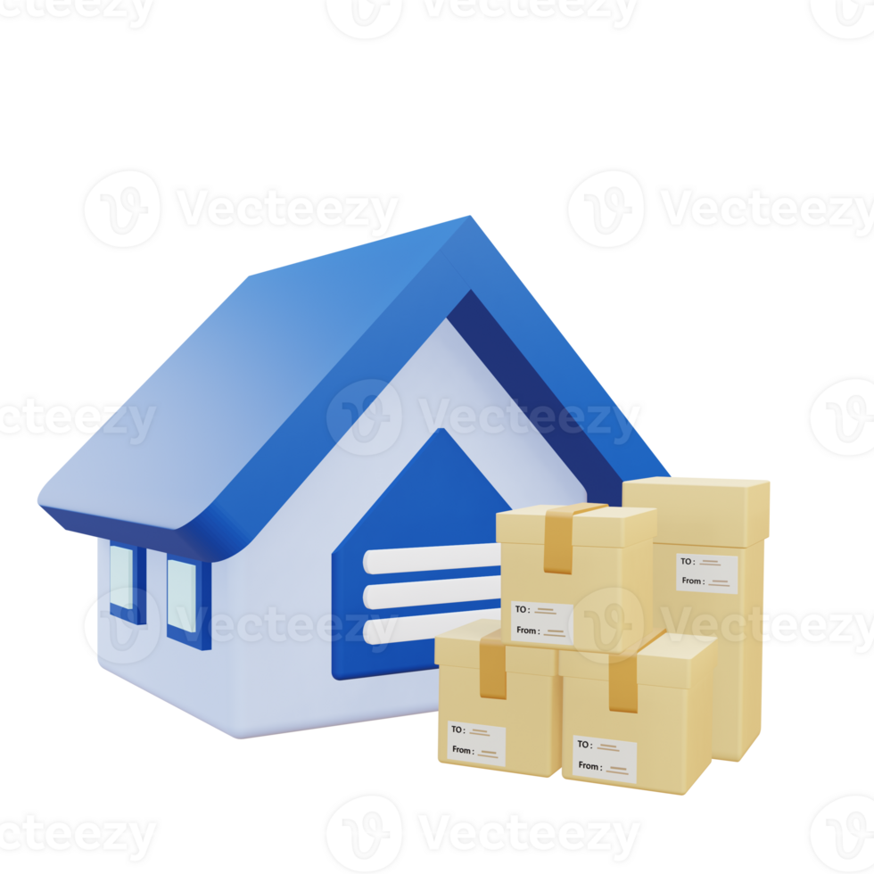 3 D illustration of warehouse icon png
