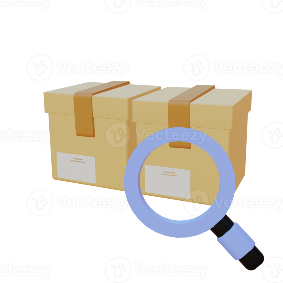 3 D illustration of inventory search icon png