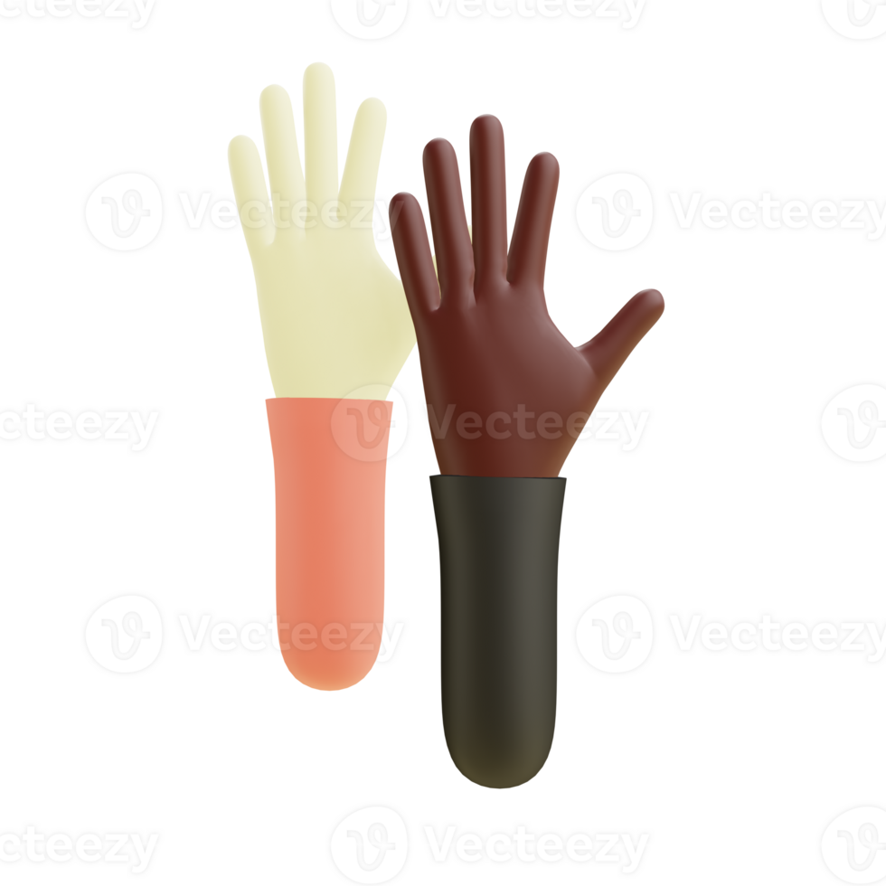 3 D illustration of raise hand icon png