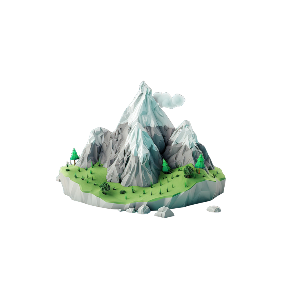 3d isometric mountain with isolated background png