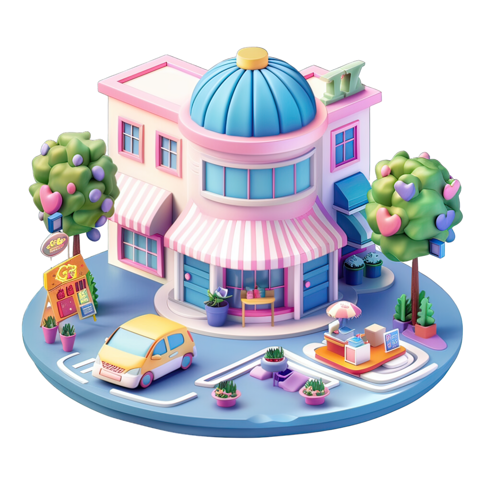 3d isometric city with isolated background png