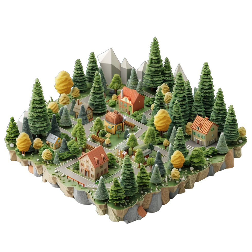 3d isometric city with isolated background png