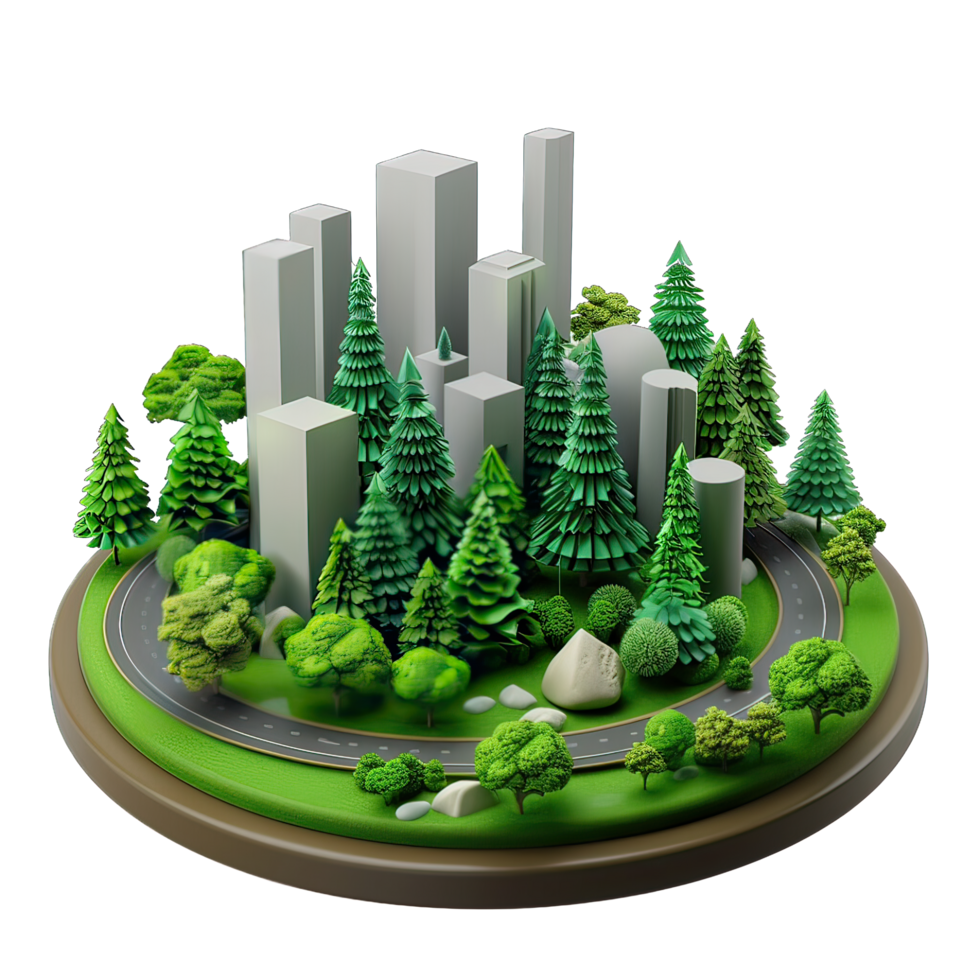 3d isometric city with isolated background png