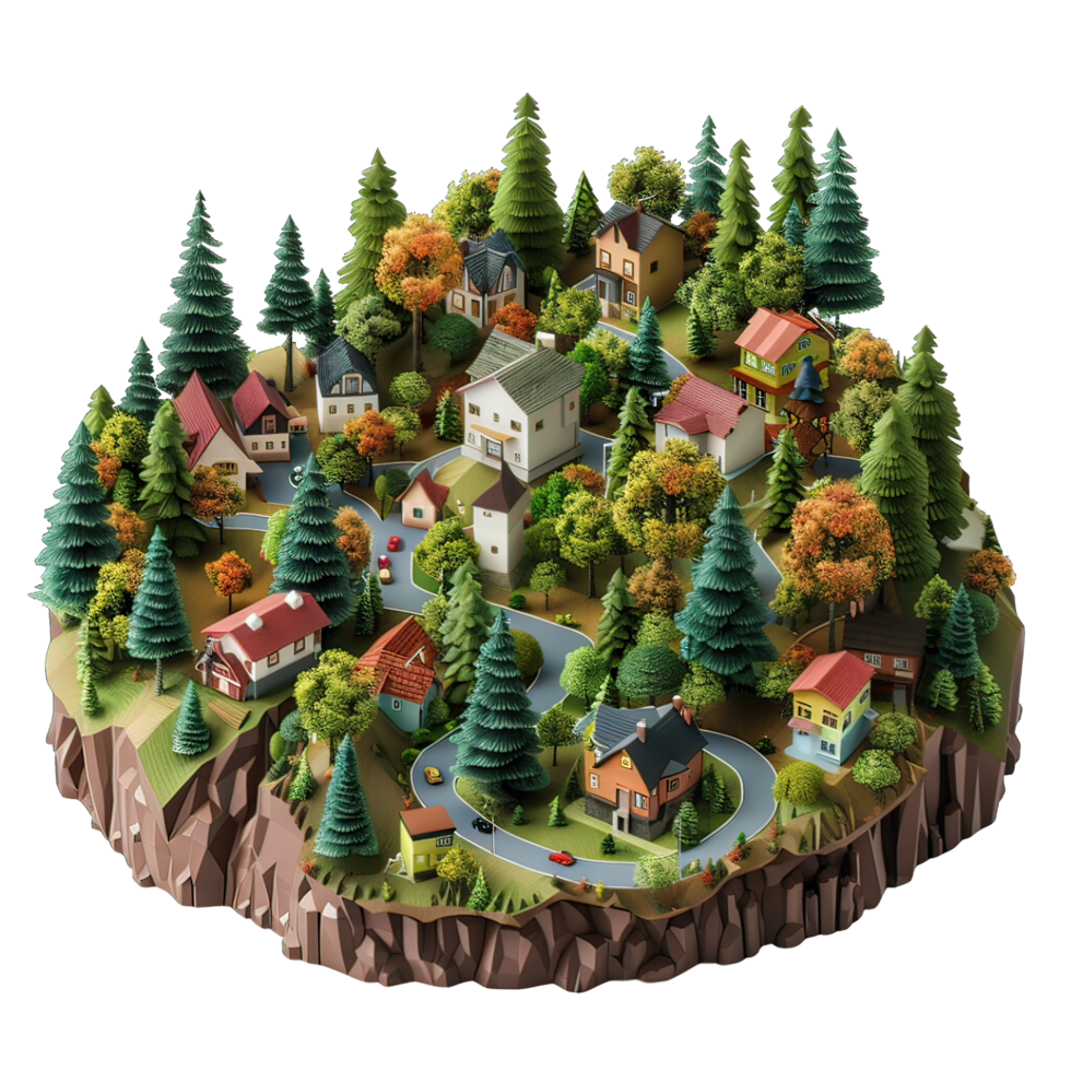 3d isometric city with isolated background png