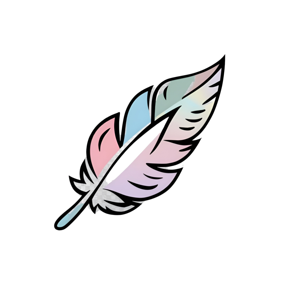 Colorful bird feather Logo, Feather Sticker Pastel cute colors png
