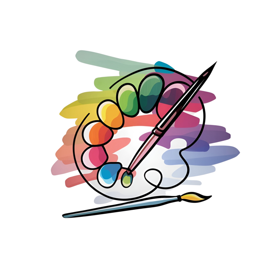 a cartoon palette with a paintbrush png