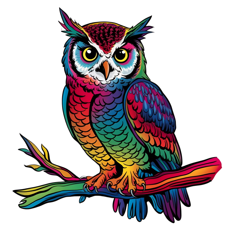 Colorful owl pop art style png