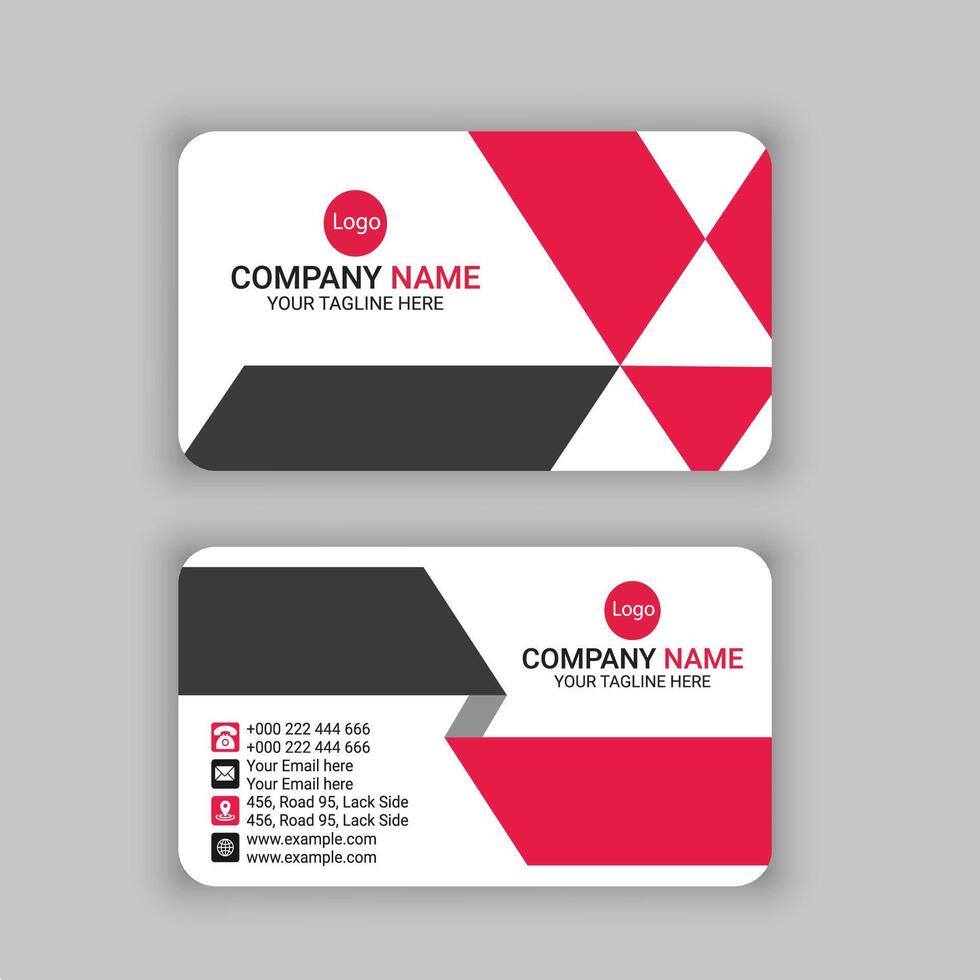 black business card with red triangle shapes design vector