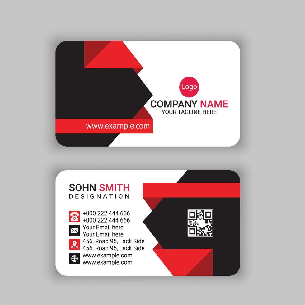 black business card with red triangle shapes design vector