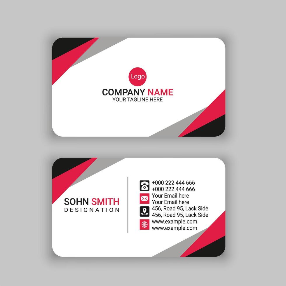 black business card with red triangle shapes design vector