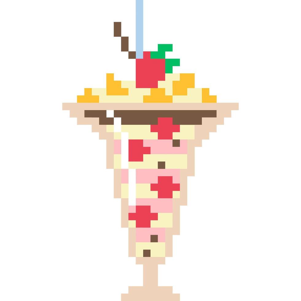 ice cream cartoon icon in pixel style vector