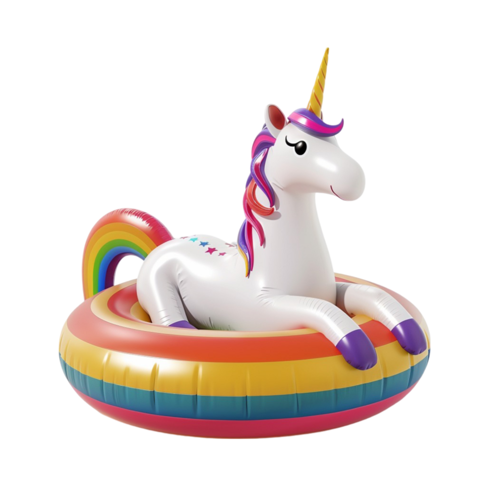 Unicorn Float on Inflatable Ring, AI-Generative png