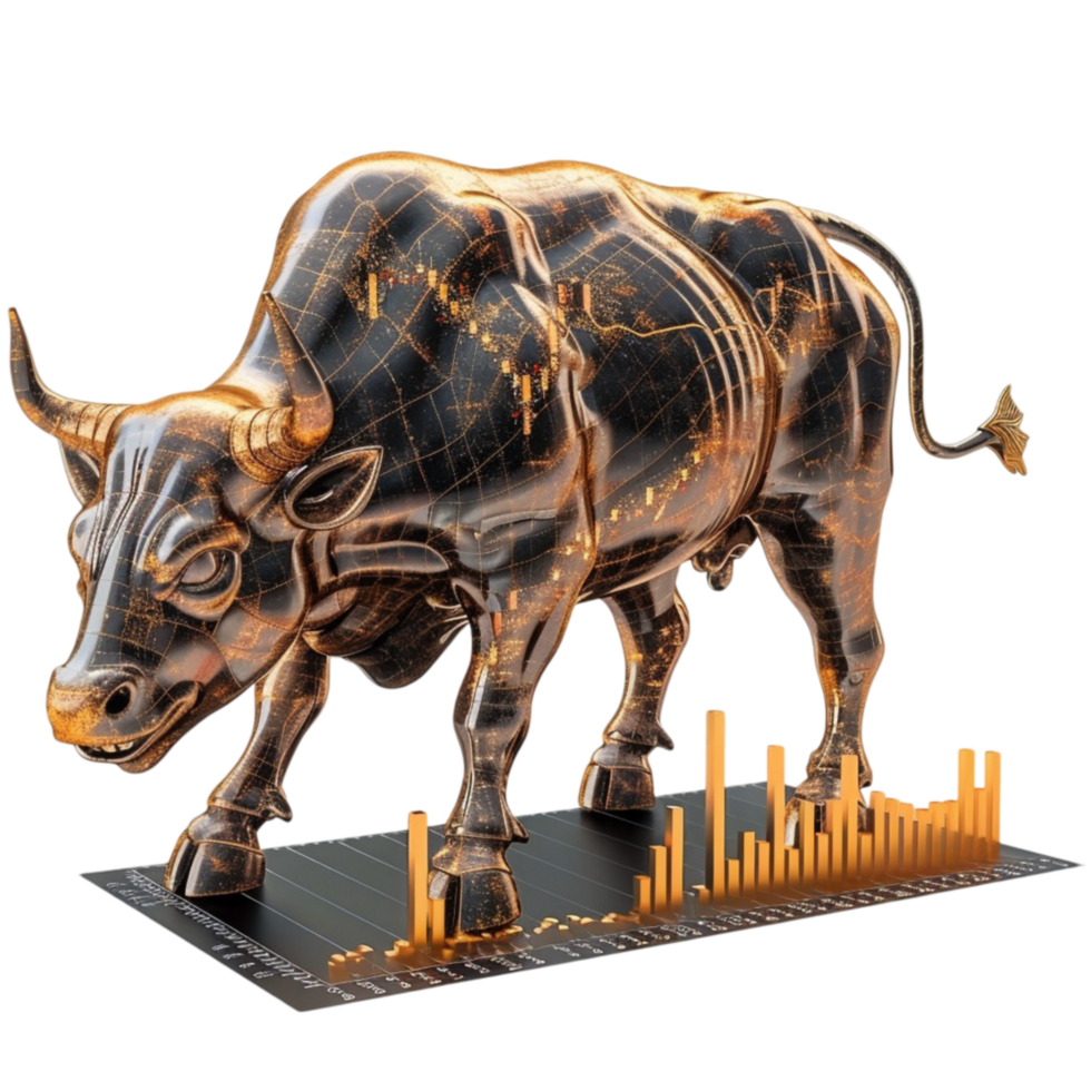 Gold Bull Stock Market on Transparent Background png