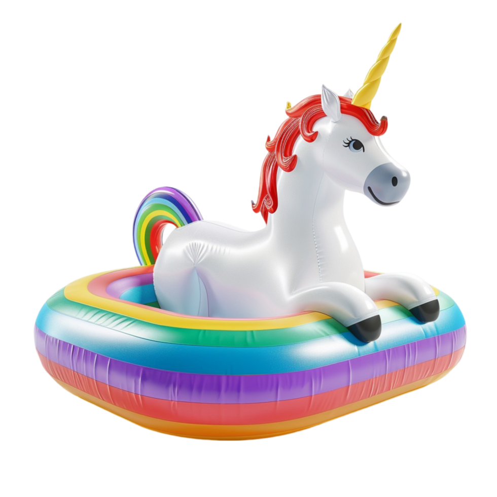 Unicorn Float on Inflatable Pool AI-Generative png