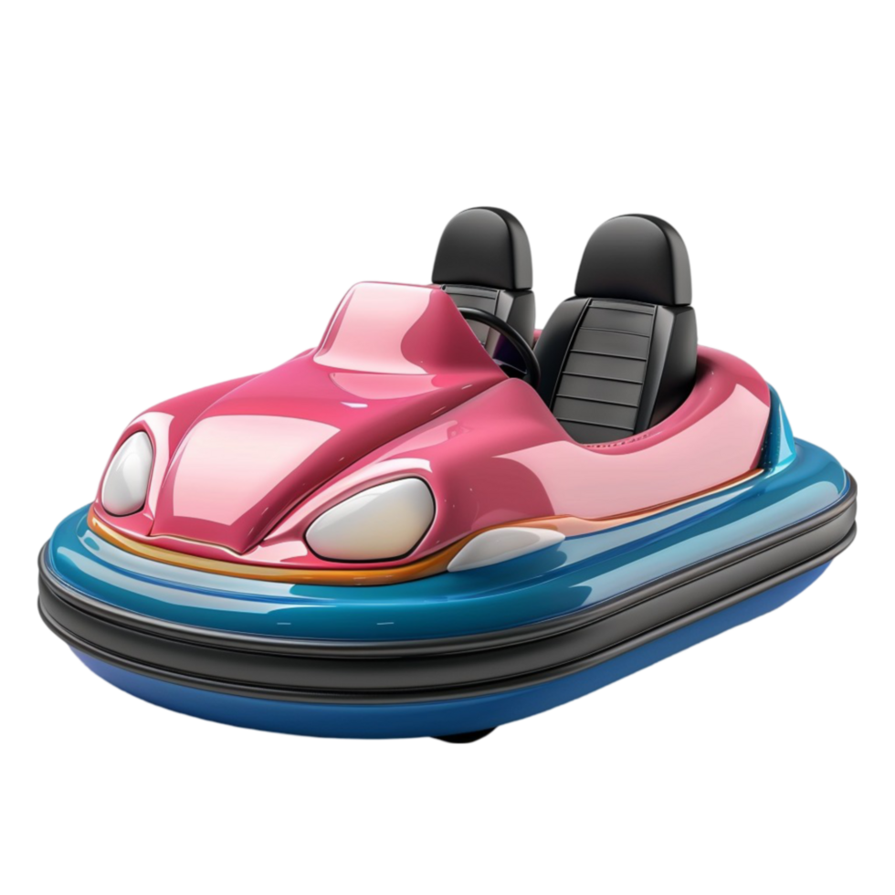 A pink and blue bumper car on a transparent background png