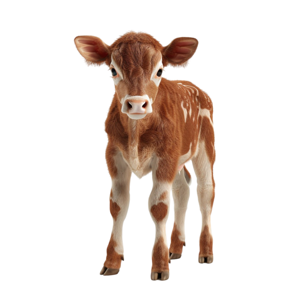 A Baby Calf Standing on White Background png