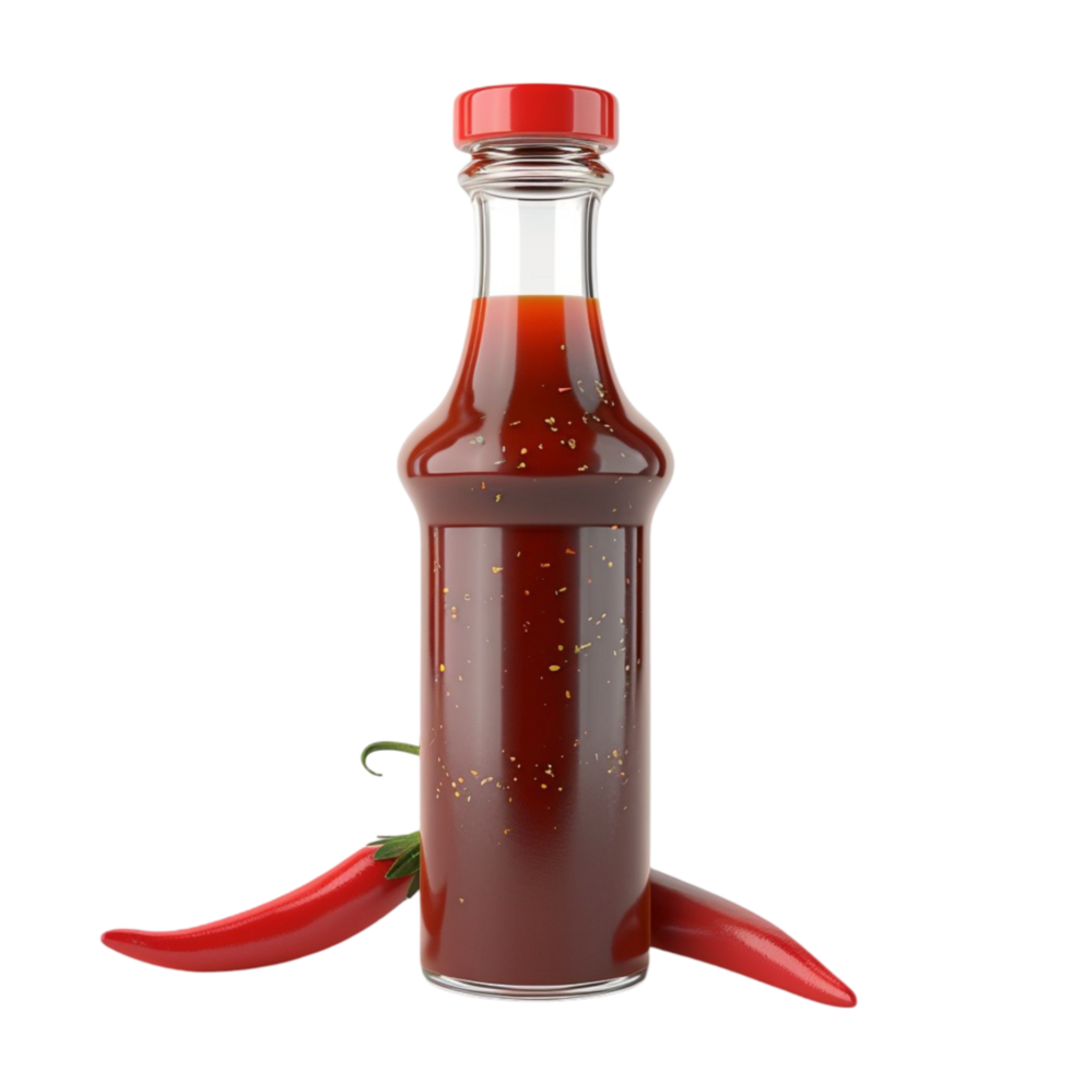 A Bottle of Hot Sauce with Chili Peppers AI-Generative png